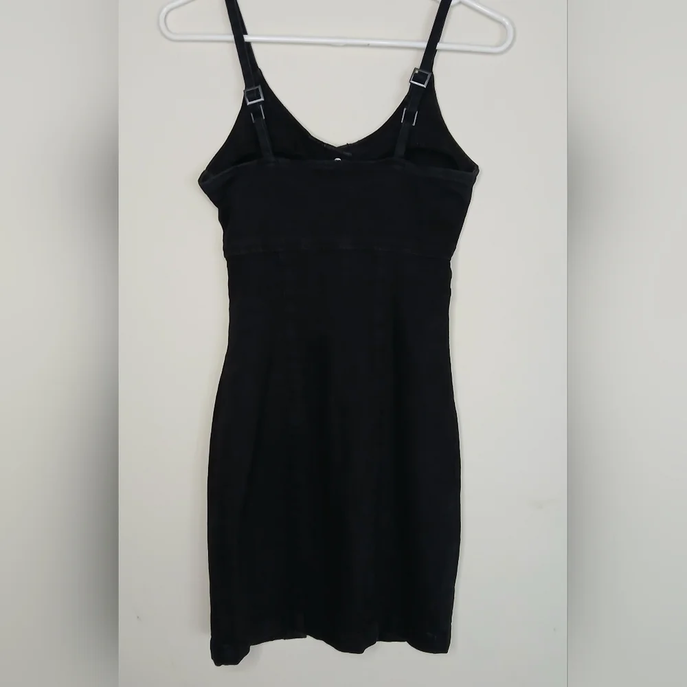 Highway Jeans Black Denim Front Snap Mini Dress - Picture 3 of 6